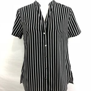 Notations Blouse Black & White Stripes Small New